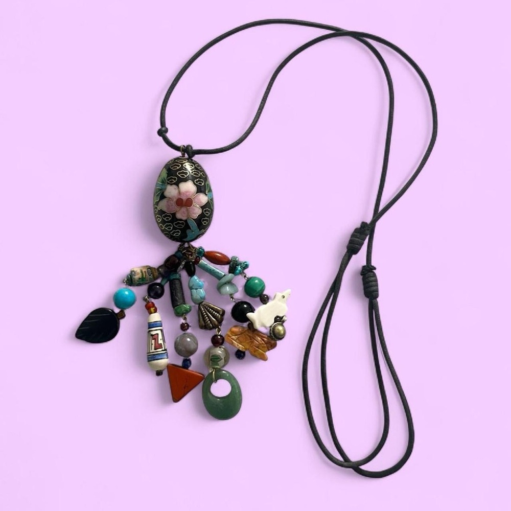Vintage Cloisonné Egg Necklace